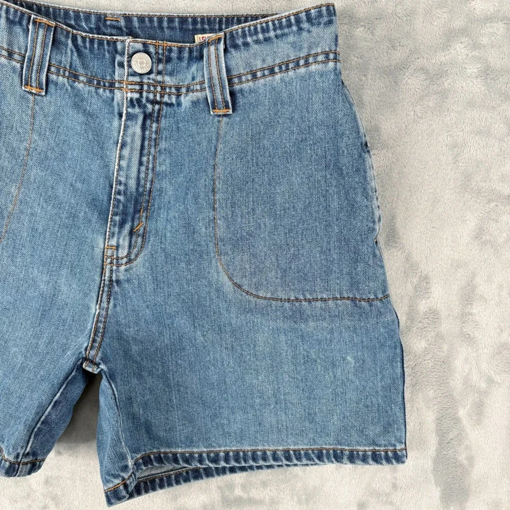 Vintage Y2K Levi's Utility High Waisted Jean Shorts‎ Womens 6x5 Blue Flap Pocket